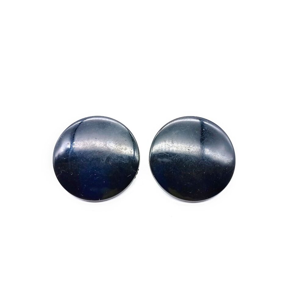 Basic Black Lucite Earrings, Vintage Clip On Minimalist Fashion Coordinates
